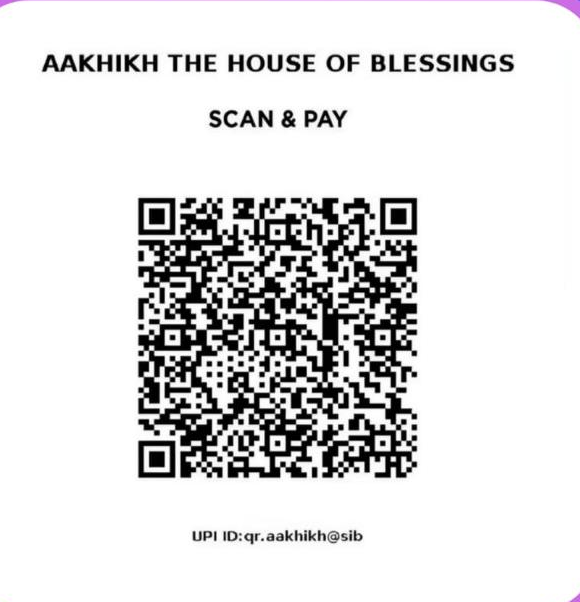 UPI QR code for donations to the AAKHIKH mission